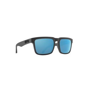 SPY Sunglasses HELM Soft Matte Dark Gray-Happy Gray Green Light Blue/POLARIZED/MIRROR
