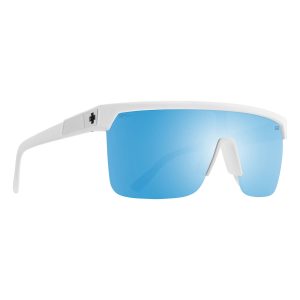 SPY Sunglasses Flynn 5050 Matte White - Happy Boost Ice Blue/MIRROR/POLARIZED