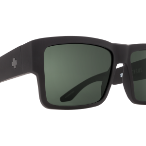 SPY Sunglasses Cyrus Soft Matte Black - Happy Gray Green/POLARIZED